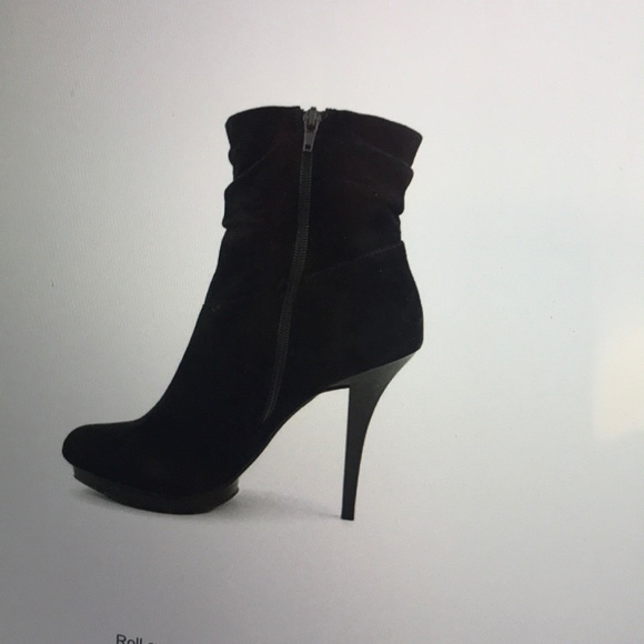 Black Suede INC Gallia Heeled Ankle Boots - Picture 2 of 7